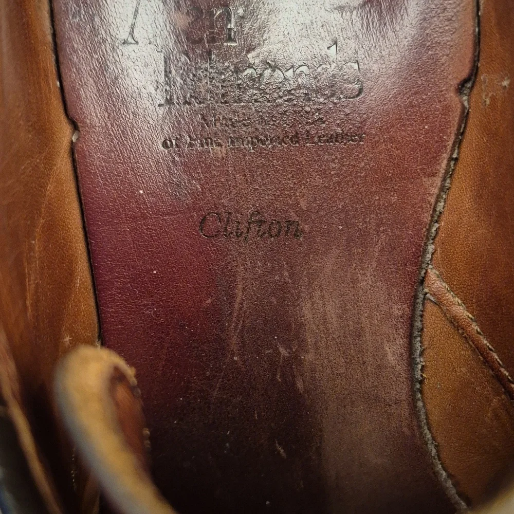 ALLEN EDMONDS Clifton Tan Brown Leather Sz 7 D Mens Captoe Oxfords Dress‎ Shoes